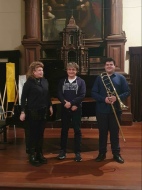 La Presidentessa del Soliva, Michele Marenco (fisarmonica) e Matteo Borga (trombone)