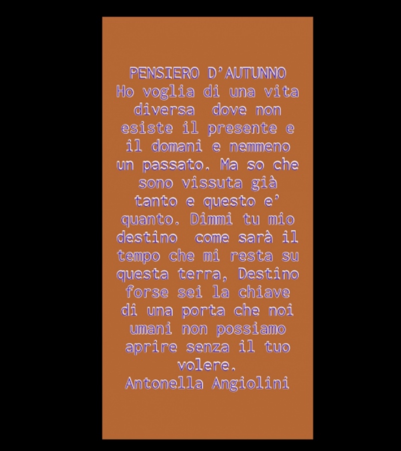 &laquo;Pensiero d'Autunno&raquo; della poetessa pittrice e insegnante Antonella Angiolini