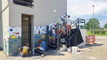 Murales di Filippo Biagioli con Andrea Mattiello e i ragazzi